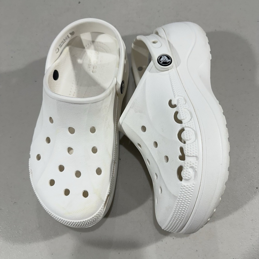 Crocs Women's Sz 8 Baya Clogs Platform Shoes Iconic White Used